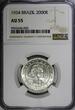 2000 Reis Brazil Silver 1934  NGC AU55 Last Year Type KM# 526 (005)