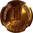 1 Santims LATVIA Bronze 1939  NGC MS64 RB Nice Red Toning BU KM# 10 (114)