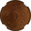 5 Pennia Finland Copper 1928  NGC UNC DETAILS KM# 22 (080) NGC unz DETAILS KM