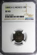 10 Centavos MEXICO Silver 1880 CH G  NGC XF45 Chihuahua RARE TOP GRADE KM403.1(3)