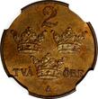 2 Öre Sweden Bronze 1912  NGC MS63 RB BETTER KEY DATE Mintage-445,750 KM# 778 (3)