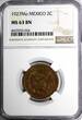 2 Centavos Mexico ESTADOS UNIDOS MEXICANOS Bronze 1927 Mo  NGC MS63 BN KM# 419(4)