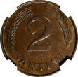 2 Santimi Latvia Bronze 1939  NGC MS62 BN 1 YEAR TYPE KM# 11.2 (123)