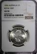 1954 Florin 1954 Australia Silver  Royal Visit of Elizabeth II NGC AU58 KM# 55 (014)