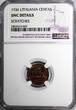 1 Centas Lithuania Bronze 1936  NGC UNC DETAILS1 YEAR TYPE KM# 79 (069) NGC unz