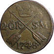 Sweden Frederick I 1748 2 Ore, S.M.Avesta Mint. Low Mintage-461,000 KM# 437 (08) Uncertified