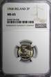 3 Pence Ireland Republic Copper-Nickel 1968  NGC MS65 Hare KM# 12a (038)