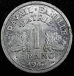 1 Franc FRANCE Aluminum 1943  WWII ISSUE XF+ KM# 902.1  (24 979) Uncertified