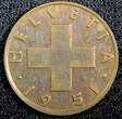 2 Rappen SWITZERLAND Bronze 1951 B  KM# 47 (23 398) Uncertified