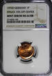 1 Pfennig Germany - Federal 1970-D  NGC MINT ERROR MS64 RB SCARCE KM#105 (149)