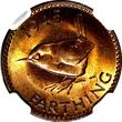 United Kingdom 1945 Farthing 1945 Great Britain George VI Bronze  NGC MS64 RB RED TONING KM# 843 (60)