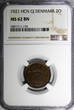 Bronze DENMARK Christian X  1921 HCN CJ 2 Ore NGC MS62 BN KM# 813.2 (174)