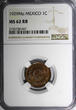 1 Centavo Mexico ESTADOS UNIDOS MEXICANOS Bronze 1929 Mo  NGC MS62 RB KM# 415 (7)