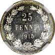 25 Pennia FINLAND Nicholas II Silver 1915 S  NGC MS64 GEM BU KM #6.2 (008)