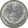1 Lats Latvia Silver 1924  2 Years Type 23mm KM# 7 (24 335) Uncertified