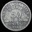 50 Centimes France Aluminum 1944 B  WWII Issue Beaumont Mint KM# 914.2 (24 973) Uncertified