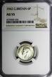 United Kingdom 6 Pence Great Britain George VI Silver 1942  NGC AU55 KM# 852 (035)