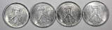 1 Pfennig Germany Democratic Republic Aluminum LOT OF 4 COINS 1952 A  Unc KM#5(1) Uncertified