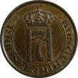 Bronze Norway Haakon VII  1909 2 Ore Mintage-520,000 RARE DATE XF/aUNC KM# 371(9)