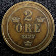 Sweden Oscar II Copper 1877 2 Ore KM# 735  (23 135) Uncertified