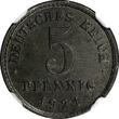 5 Pfennig Germany - Empire Iron 1921 E  NGC MS64 SCARCE MINT TOP GRADED KM# 19(1)