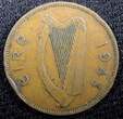 1/2 Penny Ireland Republic Bronze 1943  Sow with piglets KM# 10 (23 089) Uncertified