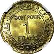 1 Franc FRANCE Aluminum-Bronze 1922  NGC UNC DET. Chamber of Commerce KM# 876 (9) NGC unz DET