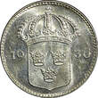 10 Öre SWEDEN Gustaf V Silver 1936 G  Variety : Long 