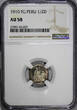PERU Silver 1910-FG 1/2 Dinero NGC AU58 NICE TONING Mintage-640,000 KM# 206.2(7)