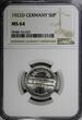 50 Pfennig Germany, Weimar Republic 1922 D  NGC MS64 Munich Mint KM# 27 (037)
