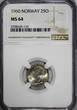 25 Øre Norway Olav V Copper-Nickel 1960  NGC MS64 TOP GRADED BY NGC KM# 407 (10)