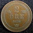 Sweden Oscar II Copper 1878 2 Ore SCARCE DATE KM# 735  (23 136) Uncertified