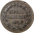 1/2 Baiocco Italian States PAPAL STATES Mezzo 1836  KM# 1319 Ex. Eklund Coll (48) Uncertified
