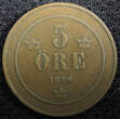 Bronze SWEDEN Oscar II (1872-1907)  1896 5 ORE Mintage-309,000 KM# 757 (23 177 ) Uncertified
