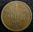 Bronze SWEDEN Oscar II  1877 1 Ore Large Letters KM# 745 (23 150) Uncertified