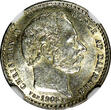 Denmark Christian IX Silver 1905 9/8 VBP 25 Ore NGC AU58 OVERDATE KM# 796.2 (9)