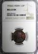 1/4 Pice India-British George V Bronze 1936 (C)  NGC MS63 BN RAINBOW KM#510 (23)