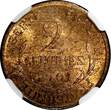 2 Centimes FRANCE Bronze 1901  NGC MS64 BN 1 GRADED HIGHEST KM# 841 (017)