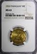 50 Centimos Paraguay Aluminum-Bronze 1953  25mm NGC MS63 KM# 28 (036)
