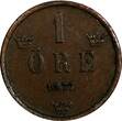 Bronze SWEDEN Oscar II  1877 1 Ore Large Letters KM# 745 (14 707) Uncertified