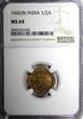 1/2 Anna India-British George VI 1942 (B)  NGC MS64 GEM BU KM# 534b.1 (043)