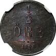 SWEDEN Carl XV 1867 1/2 Ore NGC MS63 BN LARGE DATE SCARCE 1 YEAR TYPE KM# 715(7)