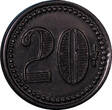 Token CHILE ND, MANUFACTURA DE PAPELES PULPERIA 20 c,Vulcanite Black 26.5 mm(6)