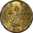 United Kingdom 3 Pence Great Britain George VI Nickel-Brass 1943  WWII Issue High Grade KM849(1) Uncertified