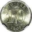SWEDEN Oscar II Silver 1907 EB 10 Ore 1 YEAR TYPE NGC MS63 KM# 774 (020)