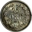 SWEDEN Oscar II Silver 1876 ST 25 Ore XF KM# 738 (15 570) Uncertified