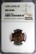 2 Santimi LATVIA Bronze 1939  NGC MS64 BN 1 YEAR TYPE Mint Luster KM# 11.2 (047)