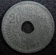 20 Centimes TUNISIA Zinc 1942  WWII Issue TONED KM# 268 (23 011) Uncertified