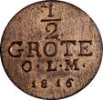 Germany 1/2 Groten German States OLDENBURG Peter Friedrich Ludwig 1816  aUNC KM# 150 (40)