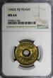 1 Penny Fiji George VI Brass 1943 S  NGC MS64 San Francisco Mint KM# 7a (030)
